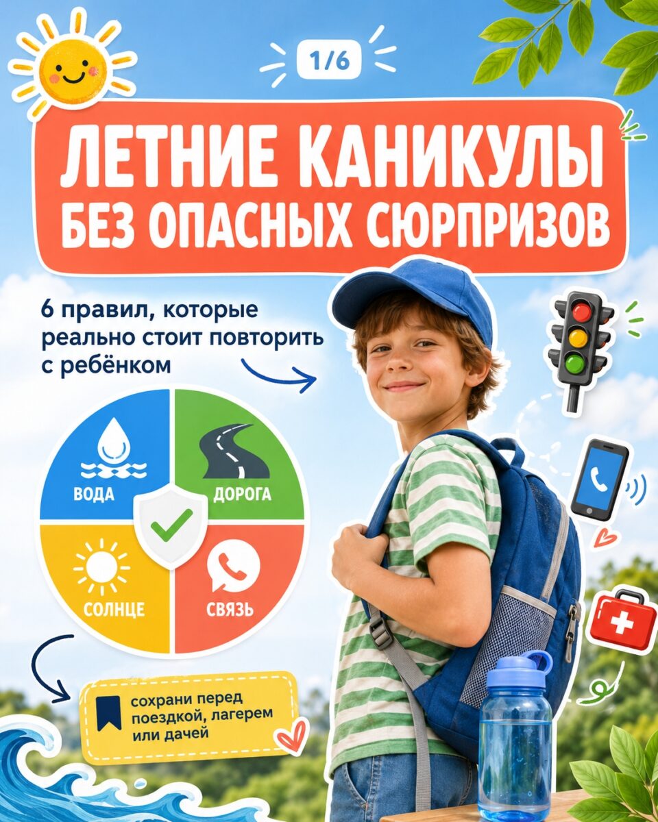 Лето — это время свободы и приключений для детей, но важно напомнить им о безопасности