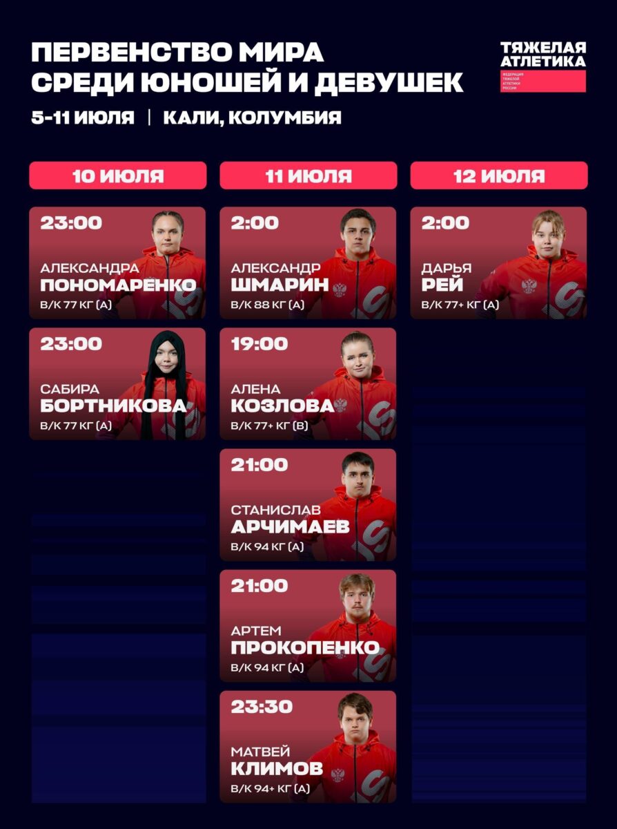 🏋️‍♂️Скоро наша спортсменка Дарья Рей представит страну на первенстве мира среди юношей и девушек в Кали!