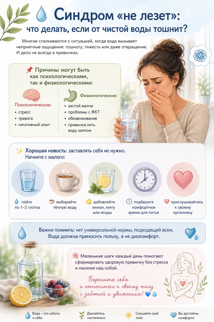 😷 Синдром: не лезет вода. Что делать, если от чистой воды тошнит? 🤔