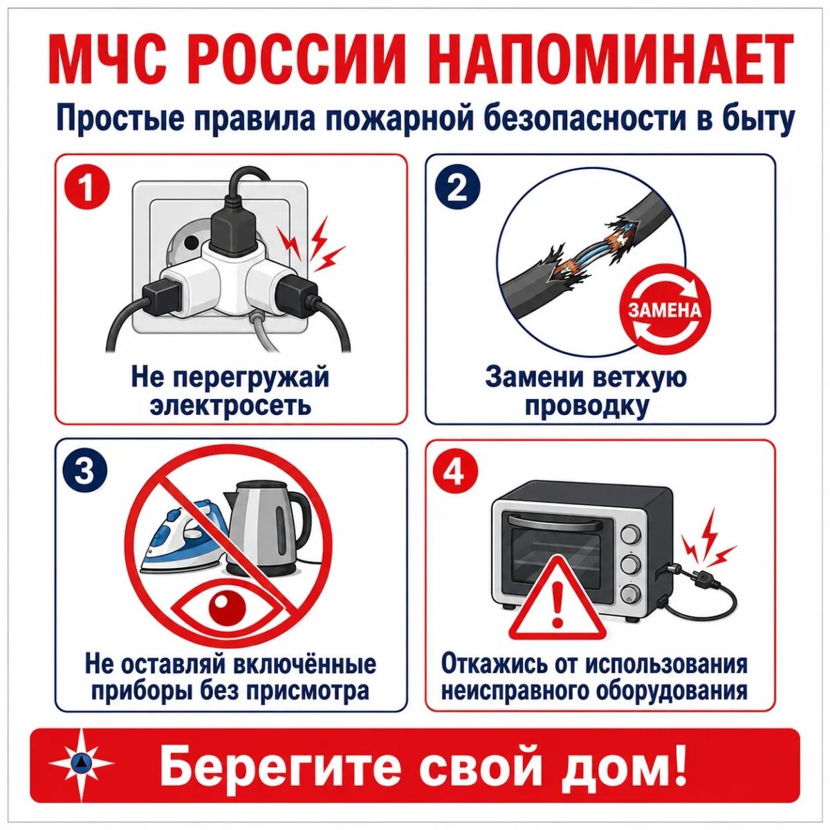 👁‍🗨 Простыми словами о важном: правила пожарной безопасности в быту 🚒